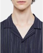 Chemise à rayures bleu marine et écru