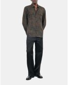 Chemise imprimé fleuri marron foncé