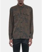 Chemise imprimé fleuri marron foncé