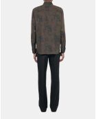 Chemise imprimé fleuri marron foncé