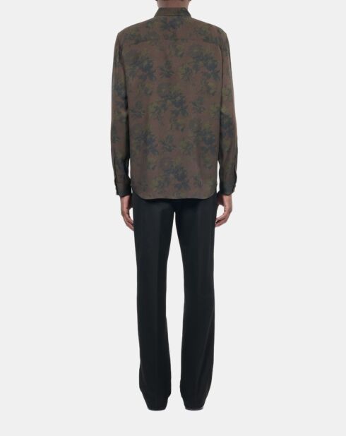 Chemise imprimé fleuri marron foncé