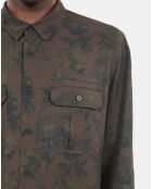 Chemise imprimé fleuri marron foncé
