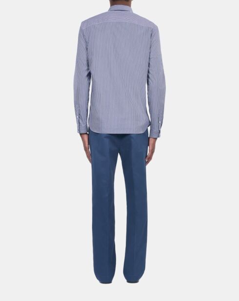 Chemise à rayures bleu marine et blanche