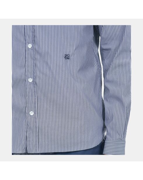 Chemise à rayures bleu marine et blanche