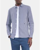 Chemise à rayures bleu marine et blanche