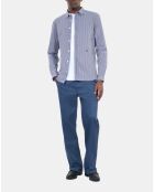 Chemise à rayures bleu marine et blanche