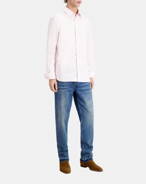 Chemise rose pastel en popeline