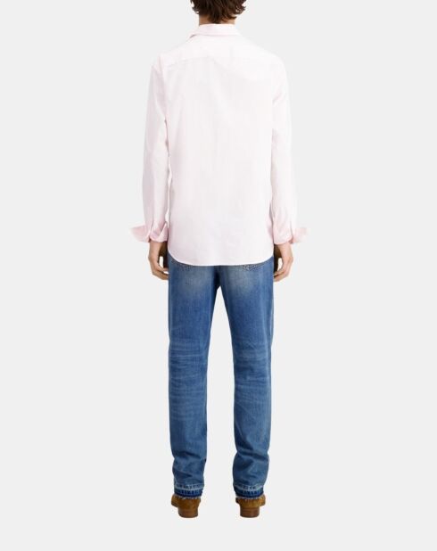 Chemise rose pastel en popeline