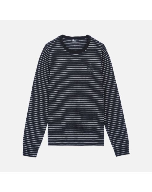 Pull en laine à rayures noires et blanches