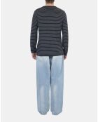 Pull en laine à rayures noires et blanches