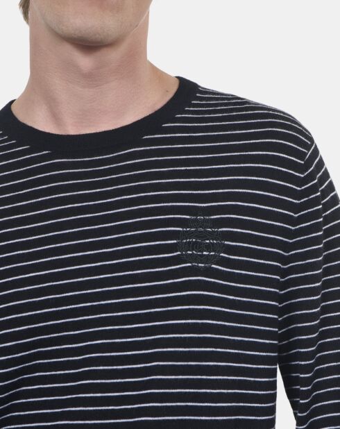 Pull en laine à rayures noires et blanches