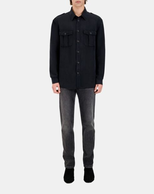 Chemise en lyocell et lin noire