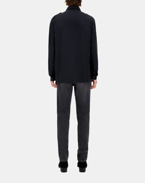 Chemise en lyocell et lin noire