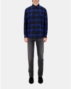 Chemise à carreaux bleus et noirs