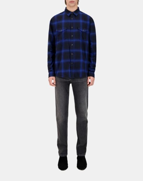 Chemise à carreaux bleus et noirs