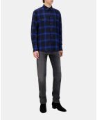 Chemise à carreaux bleus et noirs