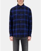 Chemise à carreaux bleus et noirs