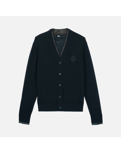 Cardigan en laine merinos noir