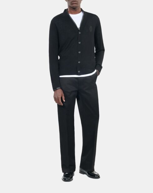 Cardigan en laine merinos noir