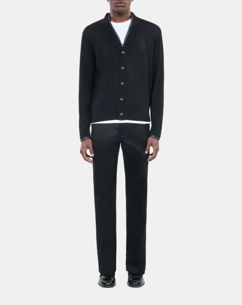 Cardigan en laine merinos noir