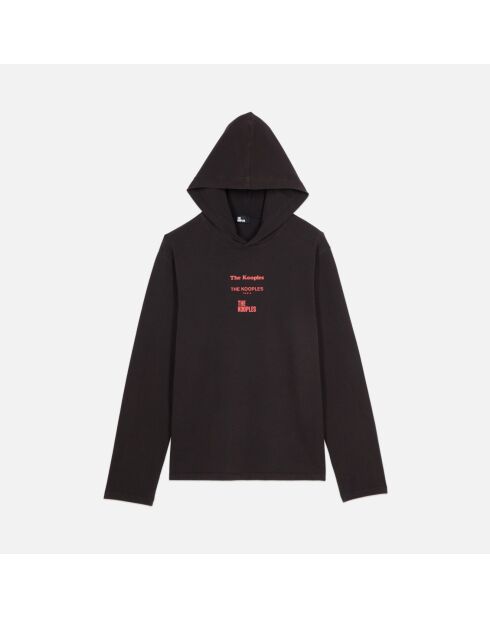 T-shirt manches longues avec sérigraphie noir lavé