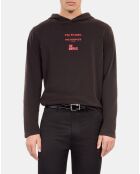 T-shirt manches longues avec sérigraphie noir lavé