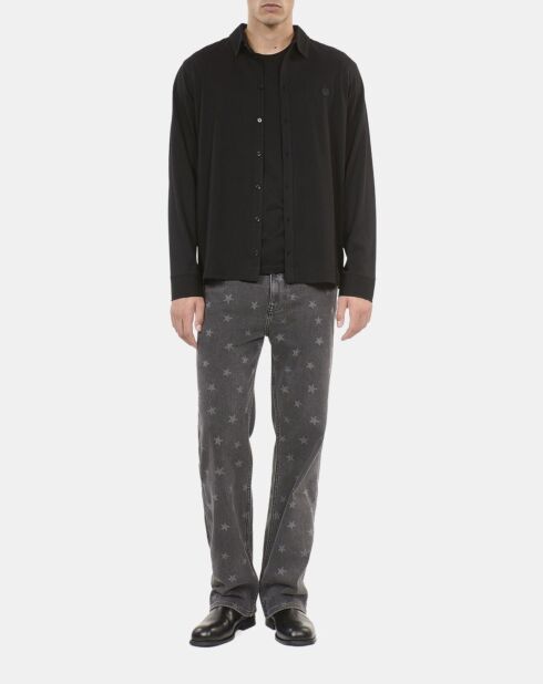 T-shirt manches longues style chemise noir