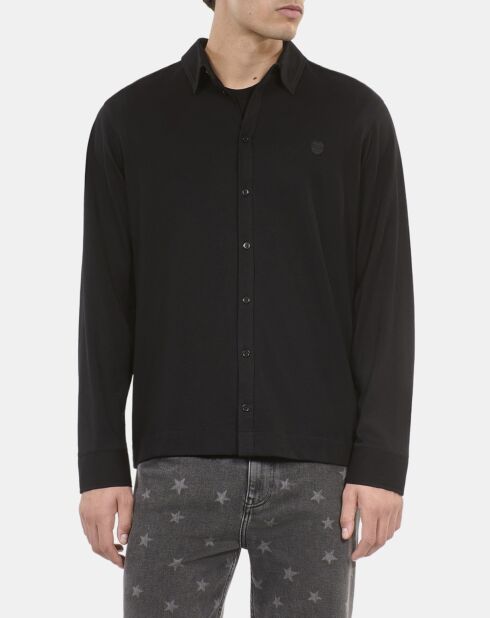 T-shirt manches longues style chemise noir