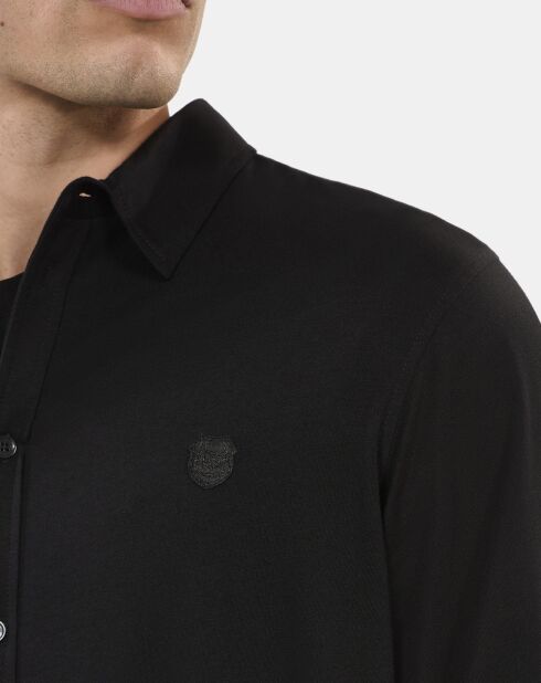 T-shirt manches longues style chemise noir