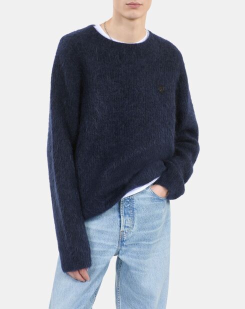 Pull en mohair et laine bleu marine