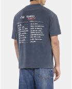 T-shirt à sérigraphie bleu carbone