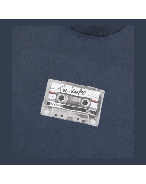 T-shirt à sérigraphie bleu carbone