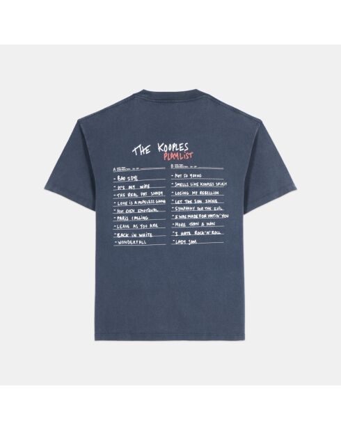 T-shirt à sérigraphie bleu carbone