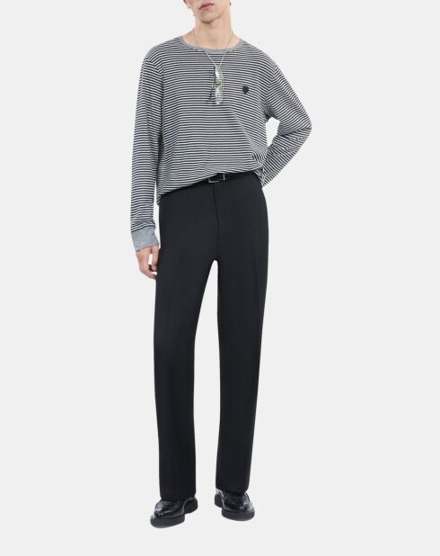 T-shirt manches longues à rayures noir et blanc