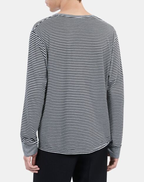 T-shirt manches longues à rayures noir et blanc