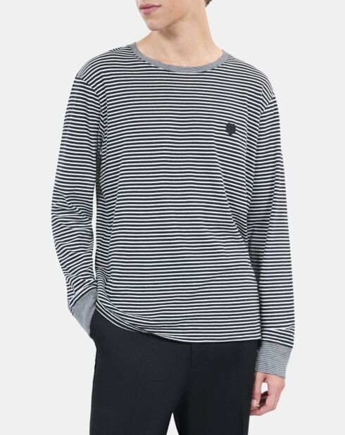 T-shirt manches longues à rayures noir et blanc