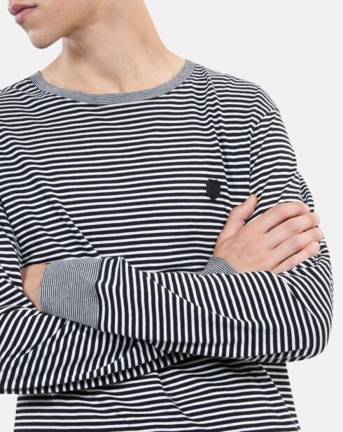 T-shirt manches longues à rayures noir et blanc