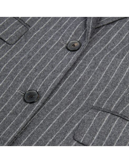 Veste tailleur en laine & cachemire à rayures gris clair