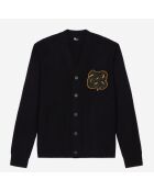 Cardigan en laine côtelée mélangée noir