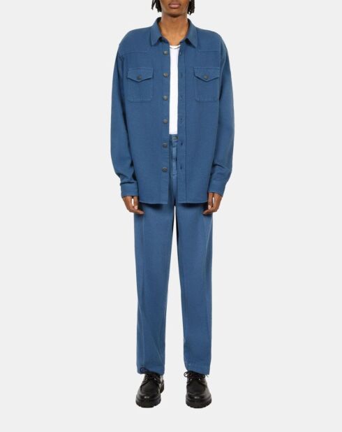 Chemise en lin et coton bleu marine moyen