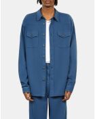 Chemise en lin et coton bleu marine moyen