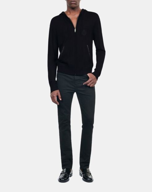 Cardigan à capuche en laine noir