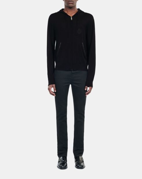 Cardigan à capuche en laine noir