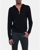 Cardigan à capuche en laine noir