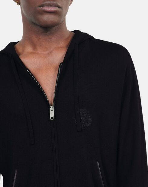 Cardigan à capuche en laine noir