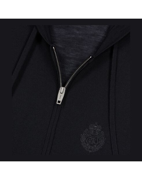 Cardigan à capuche en laine noir
