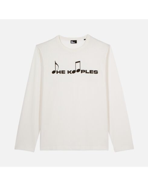 T-shirt manches longues à serigraphie ecru