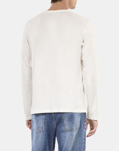 T-shirt manches longues à serigraphie ecru