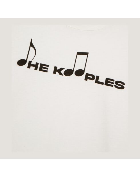 T-shirt manches longues à serigraphie ecru