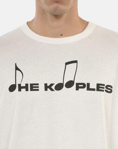 T-shirt manches longues à serigraphie ecru